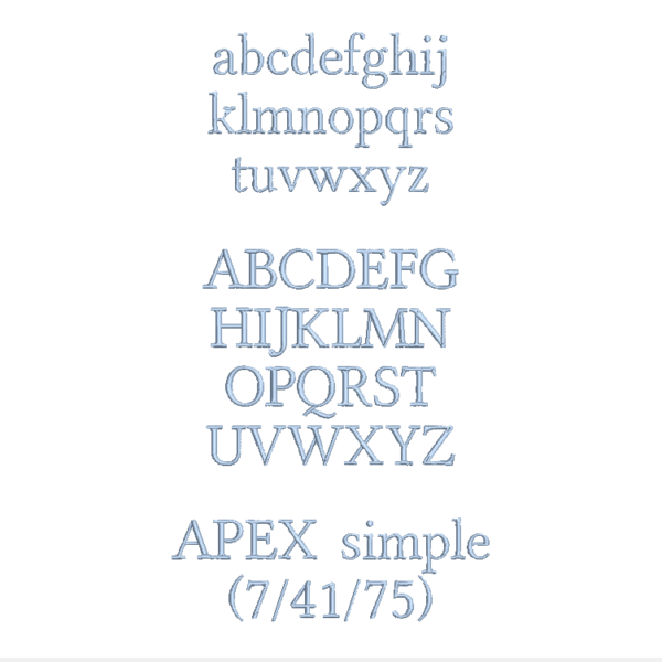 Text in Apex Höhe: 2 cm