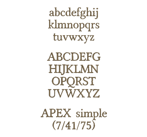 Text in Apex Höhe: 2 cm