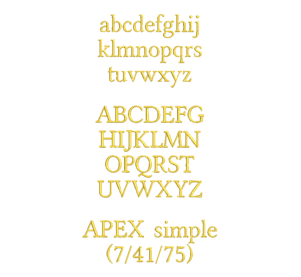 Text in Apex Höhe: 2 cm