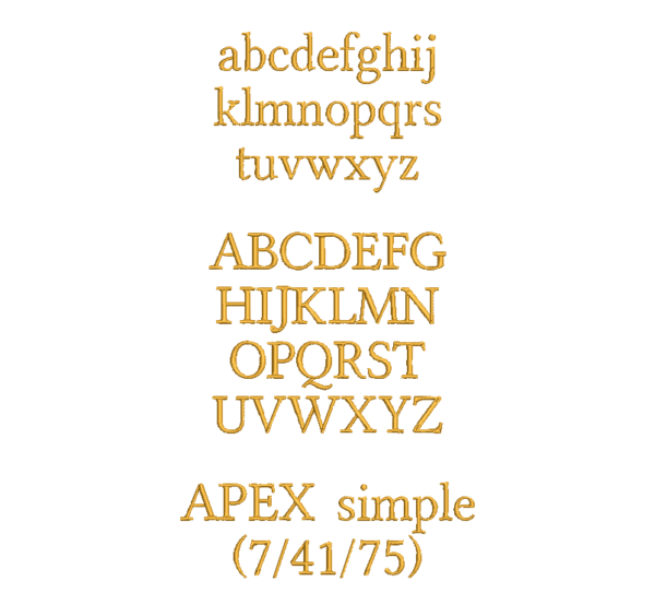 Text in Apex Höhe: 2 cm