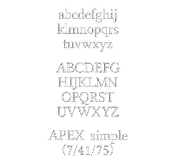 Text in Apex Höhe: 2 cm