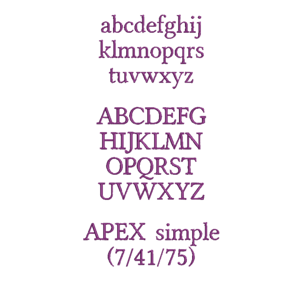 Text in Apex Höhe: 2 cm