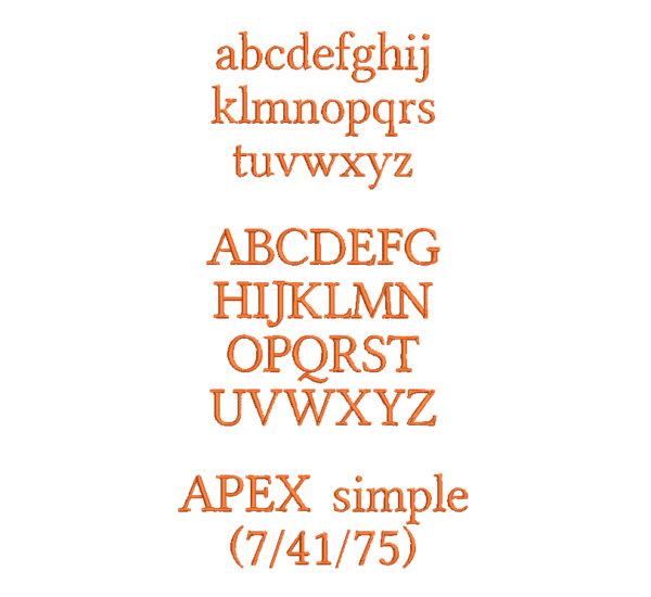Text in Apex Höhe: 2 cm