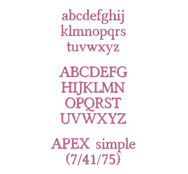 Text in Apex Höhe: 2 cm