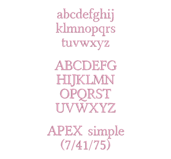 Text in Apex Höhe: 2 cm