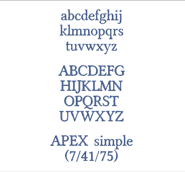 Text in Apex Höhe: 2 cm