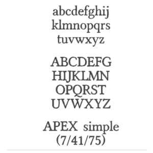Text in Apex Höhe: 2 cm
