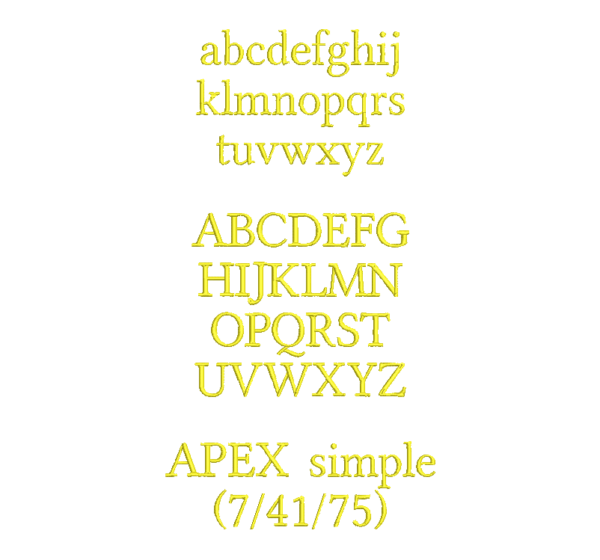 Text in Apex Höhe: 2 cm