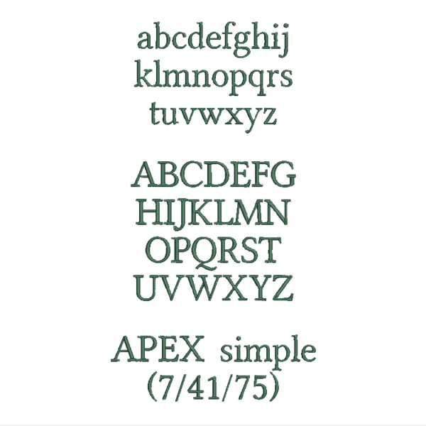 Text in Apex Höhe: 2 cm