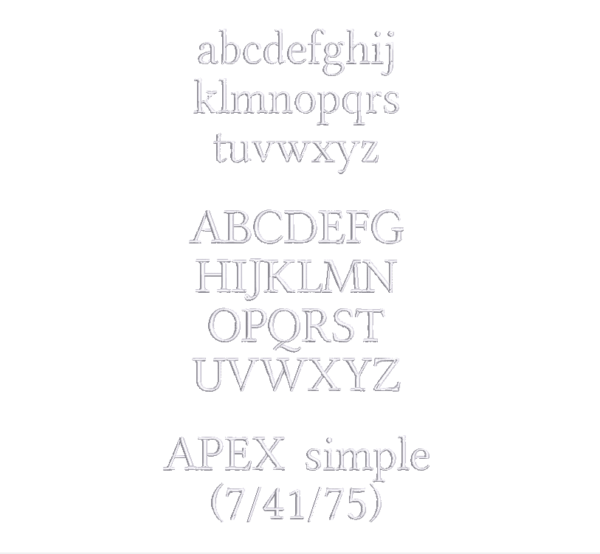 Text in Apex Höhe: 2 cm